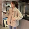 1af209e3ebf7e42e938faf44d7af7627.webp Teddy Fleece Button Jacket Women Free Size L58cm W54cm S58cm