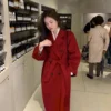 31880aa4c753478382fff9b4c63f7821.webp Double Breasted Wool Coat Women Free Size L100cm W52cm S58cm