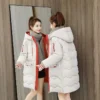 44f5fc36c24900de6e5580666ce83a2b.webp Hooded Mid Length Puffer Coat Women Free Size L75cm W56cm S60cm