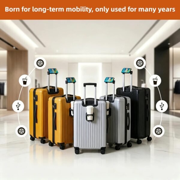 20/24/28 inch Travel Luggage Bags Suitcase Cup Holder Trolley Suitcase