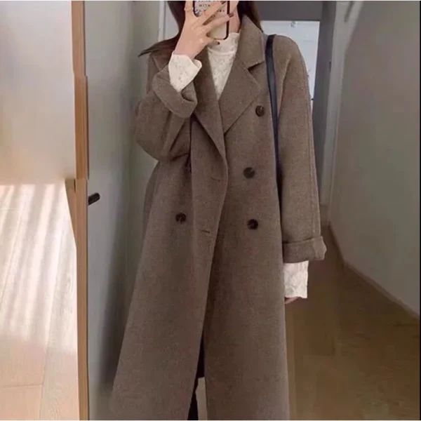 afd562085485226c8118a5e4f4b5c12a.webp Double Breasted Wool Coat Women Free Size L100cm W52cm S58cm
