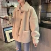 bd3fdb58477aca22159c02ca42b0f633.webp Teddy Fleece Button Jacket Women Free Size L58cm W54cm S58cm