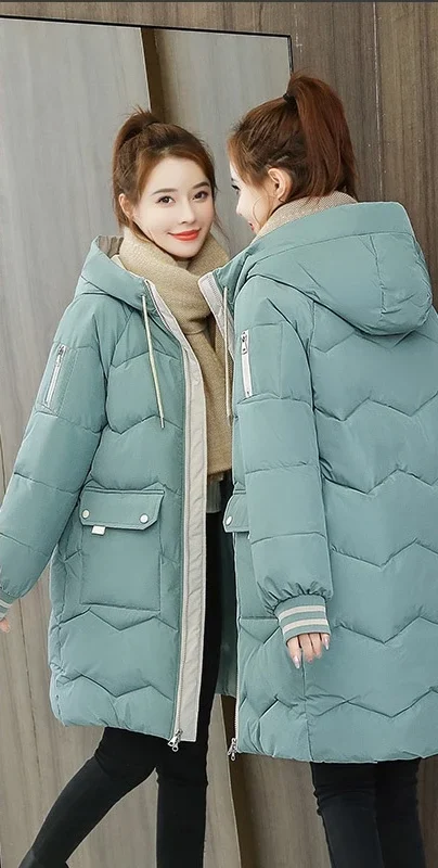 cn-11134207-7r98o-lzbke4n917qr16.webp Hooded Mid Length Puffer Coat Women Free Size L75cm W56cm S60cm
