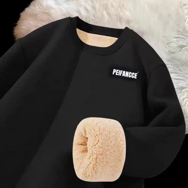 cn-11134207-820l4-mjdk2hu4hvy83d.webp Round Neck Fleece Sweatshirt Black Free Size L65cm W56cm S58cm