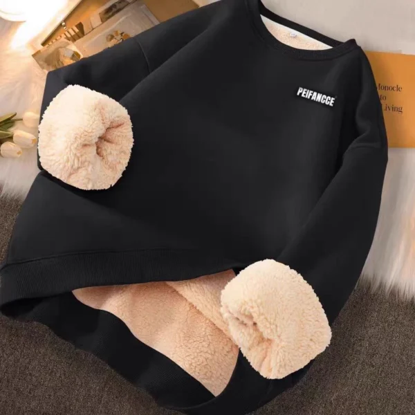 cn-11134207-820l4-mjdk2hueivwg09.webp Round Neck Fleece Sweatshirt Black Free Size L65cm W56cm S58cm