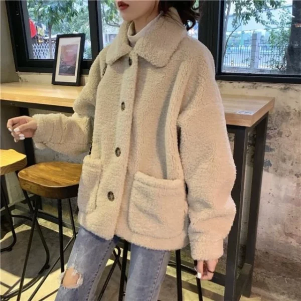 e0178676b260510356ccd02e4f06338b.webp Teddy Fleece Button Jacket Women Free Size L58cm W54cm S58cm
