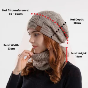 Woolen Beanie Hat Scarf Set Free Size