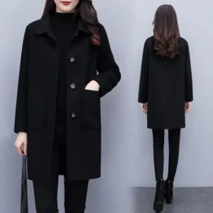 sg-11134201-7rdye-lzogiqg49zru79.webp Two Sided Wool Coat Women Free Size L90cm W50cm S58cm