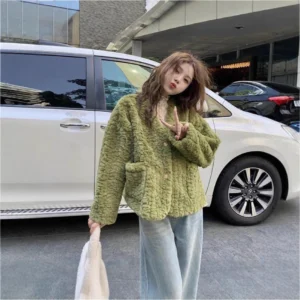 Fleece Teddy Cardigan Jacket Women Free Size L58cm W54cm S56cm