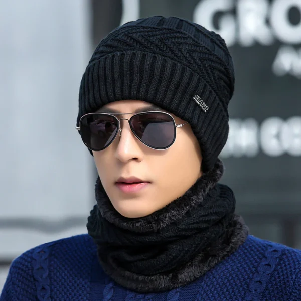 Wool Beanie Hat Scarf Set Free Size Hat 26cm Scarf 45cm